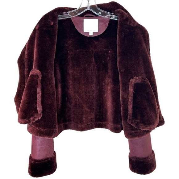 Anthropologie - Women’s ‘Costello’ Moto Sherpa Jacket, Burgundy - Red, Medium - Picture 5 of 15